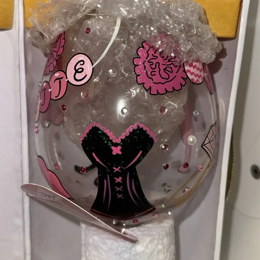 Lolita Bachelorette Hand Painted Bejeweled Bling Wine Glass w Gift Box New